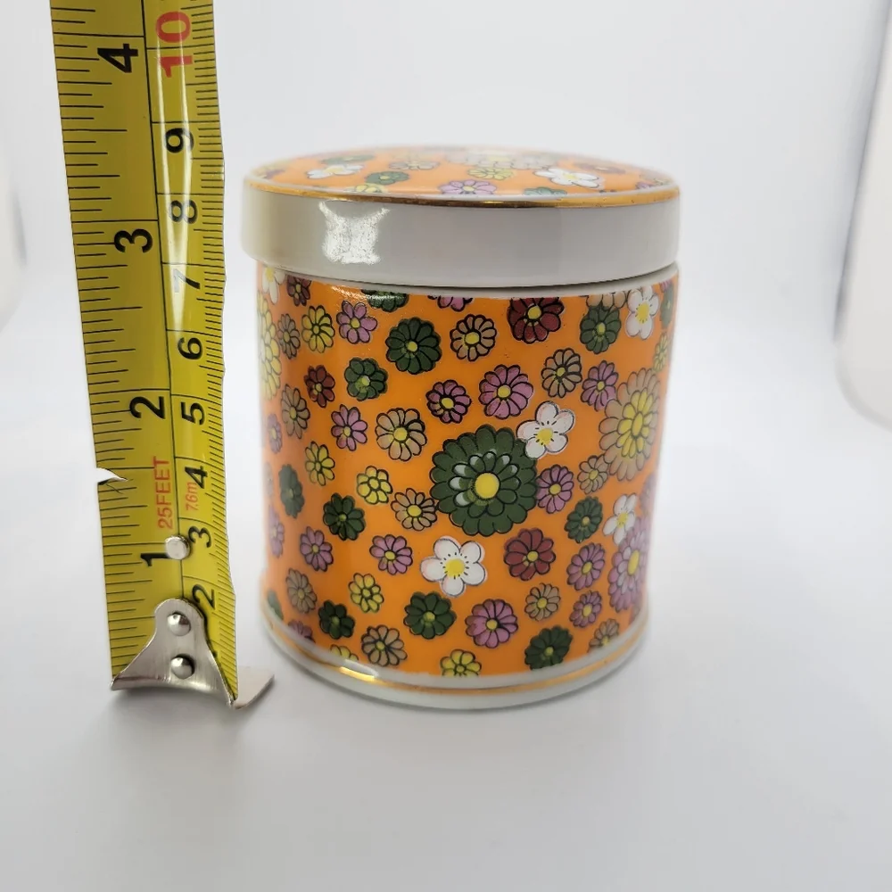 Vintage Porcelian Trinket Boxes Bathroom Vanity Set Powder Container Flower...
